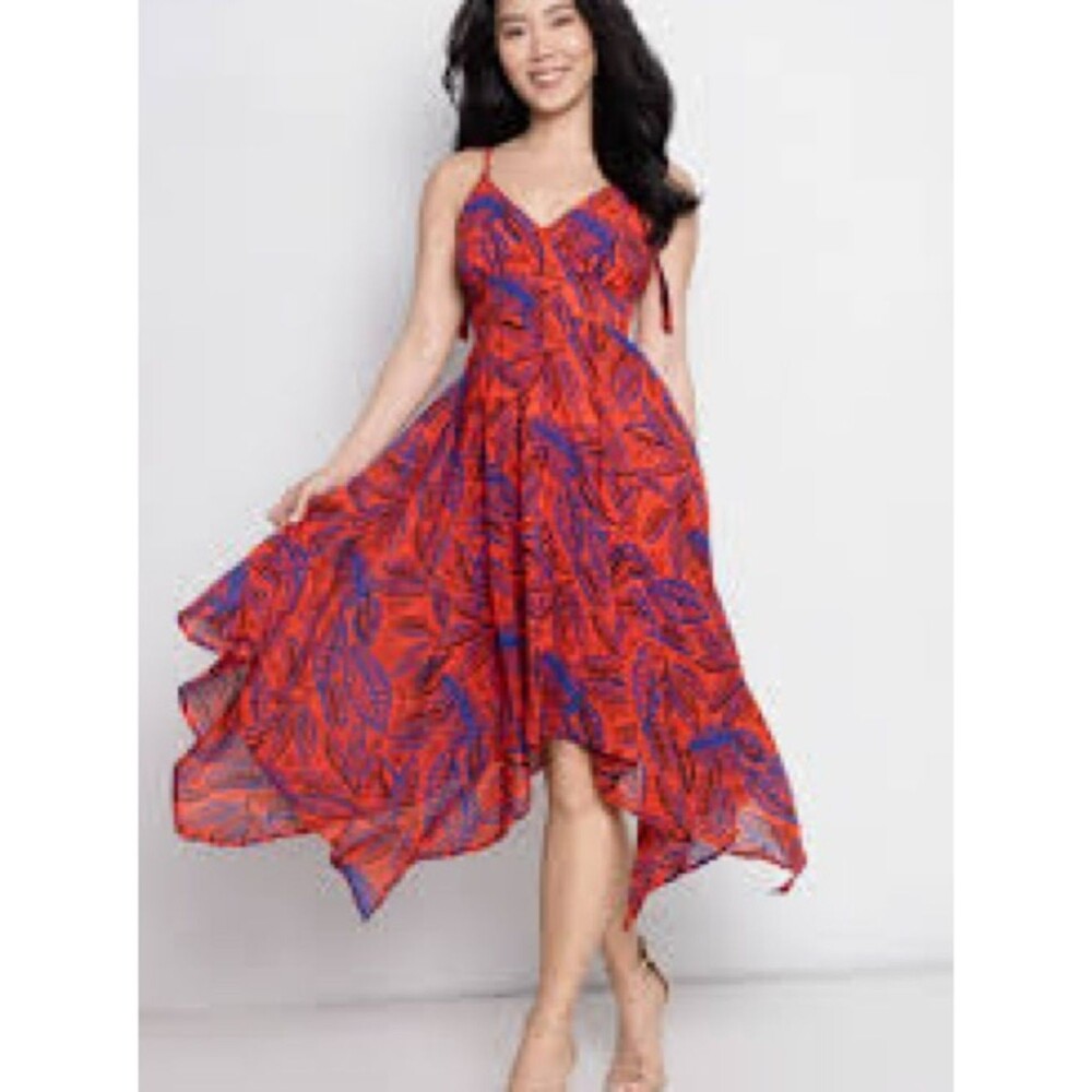 Alexis for target tropical leaf print tie strap dress